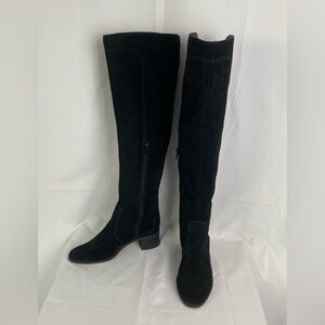Corso Como Sz 6M Black Suede Leather Heeled Boots Knee High Loval Classic EUC